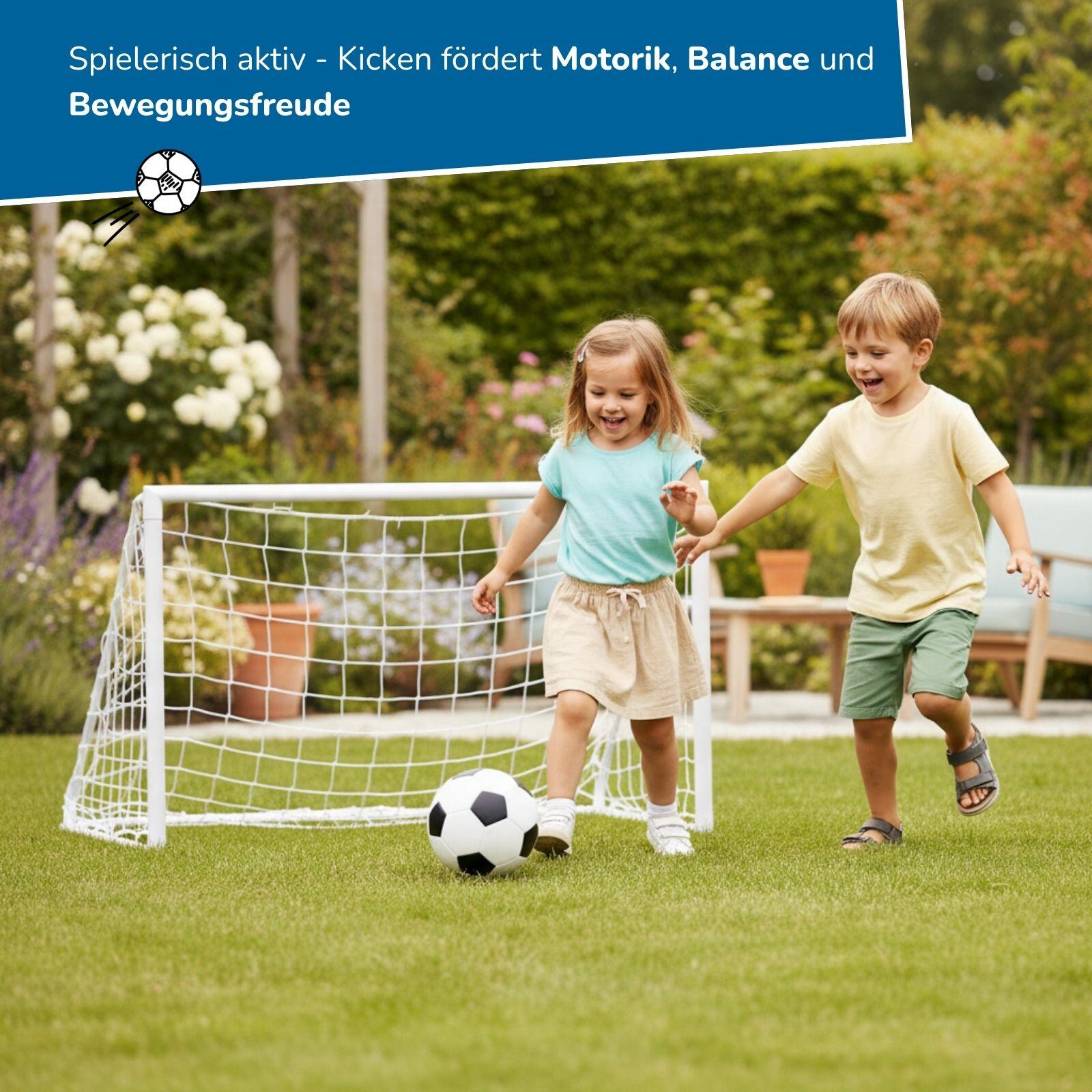 2er Set Softbälle Ø 18 cm, schwarz-weiß + bunt, 2 extra weiche Soft-Fußbälle 5/7