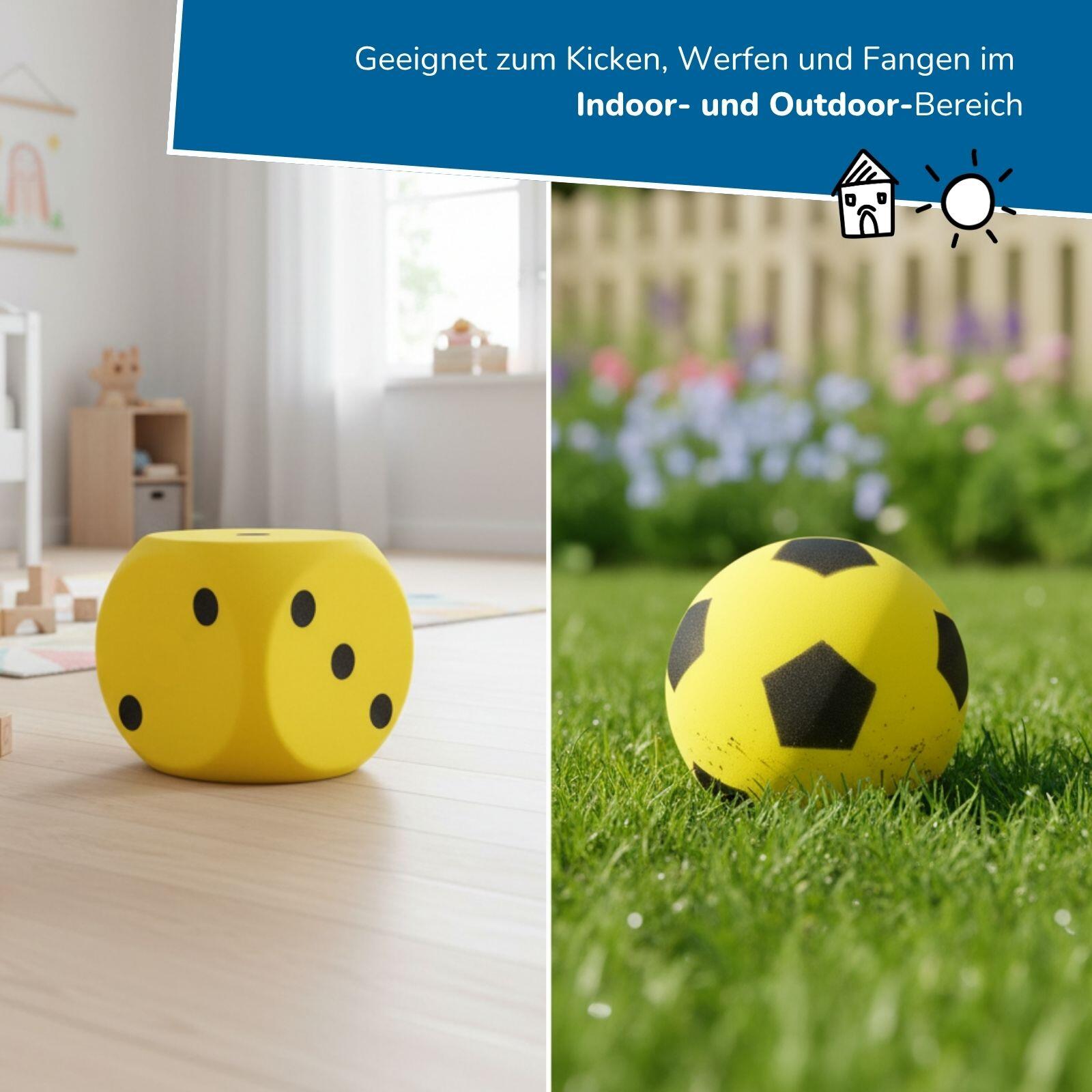 Schaumstoffball & XXL-Würfel im Set, gelb, sicherer Spielspaß drinnen & draußen 4/7