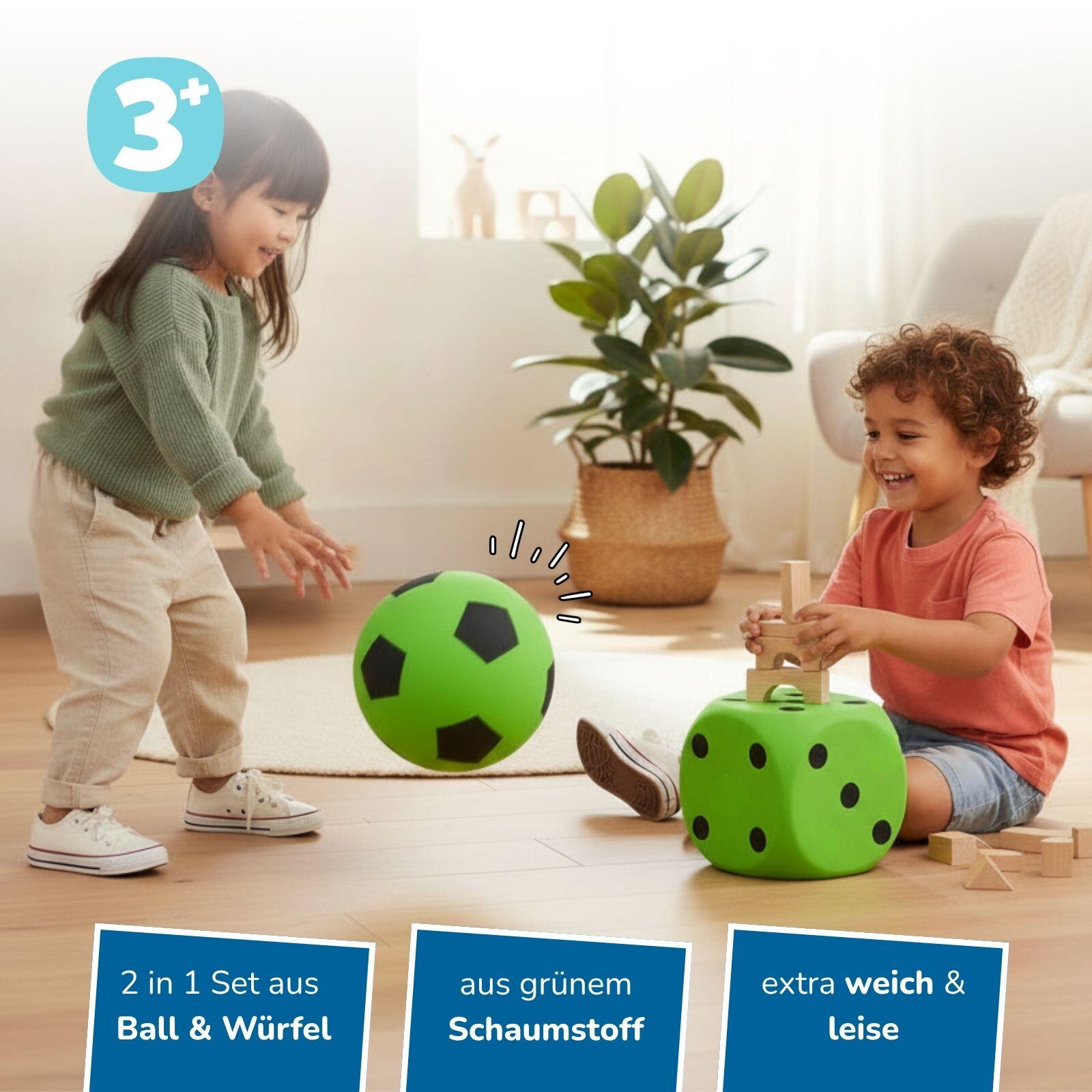 Schaumstoffball & XXL-Würfel im Set, grün, sicherer Spielspaß drinnen & draußen 2/7