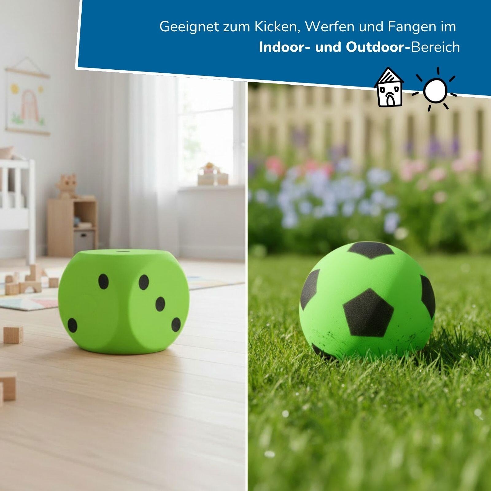 Schaumstoffball & XXL-Würfel im Set, grün, sicherer Spielspaß drinnen & draußen 4/7