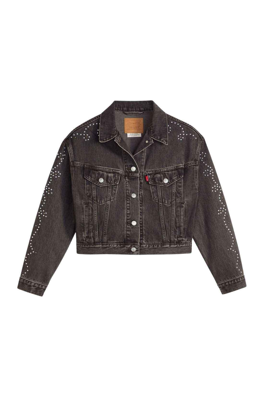 Chaqueta Trucker - Deportiva - Mujer - Tachas, Relaxed - Negro 2/6