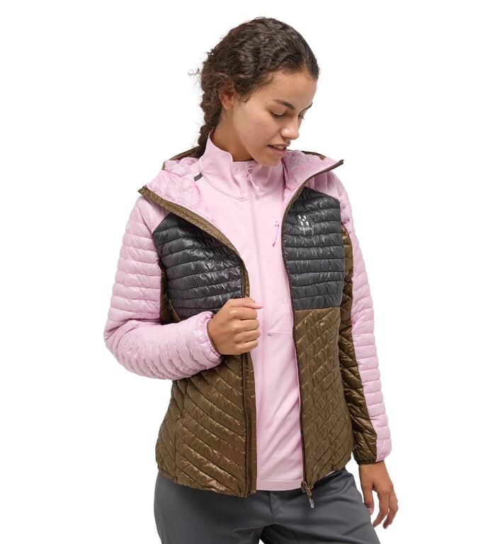 HAGLOFS Kurtka ocieplana damska L.I.M Mimic Hood Women fresh pink/teak brown-S 3/7