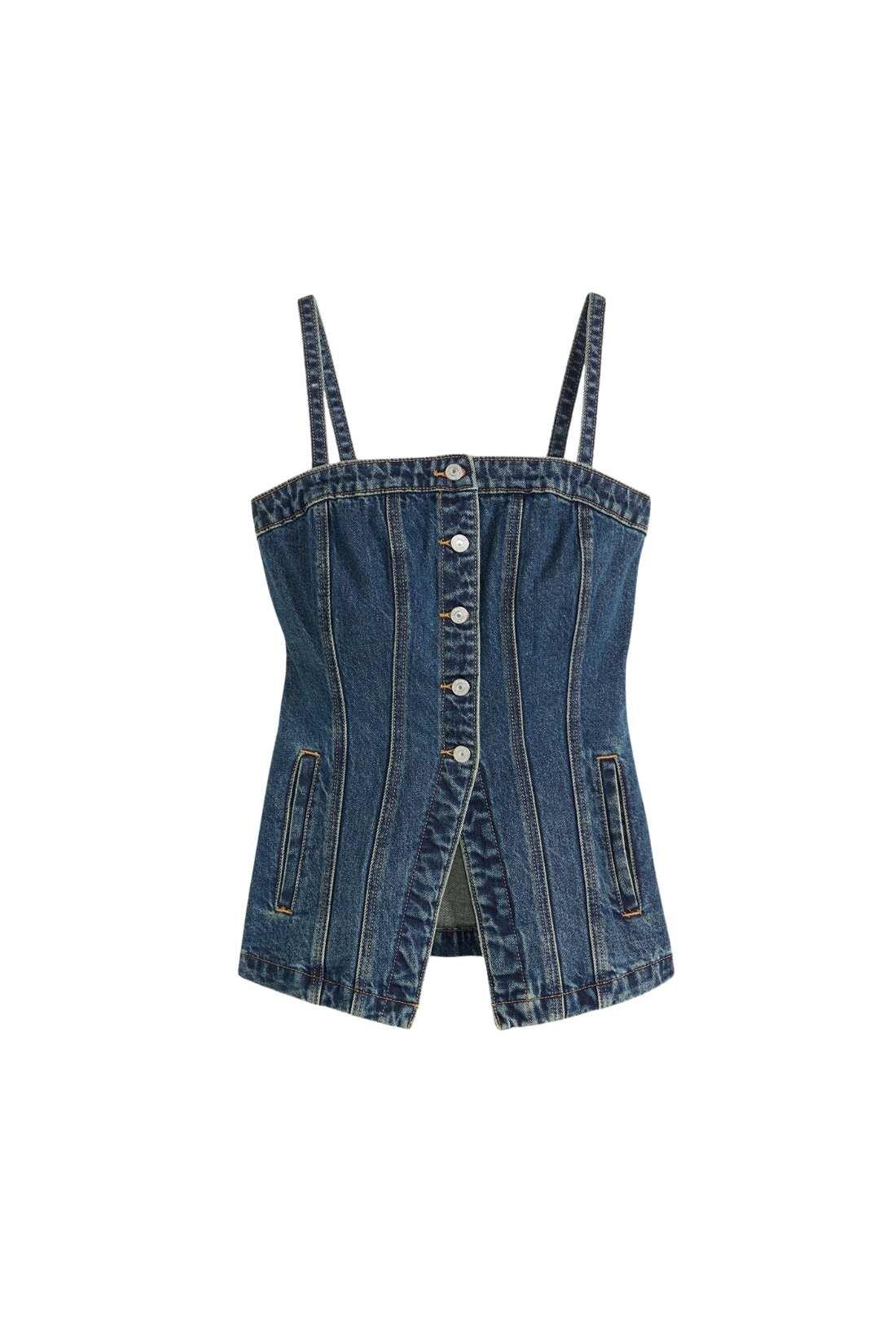 Top donna a bustier in denim 2/5