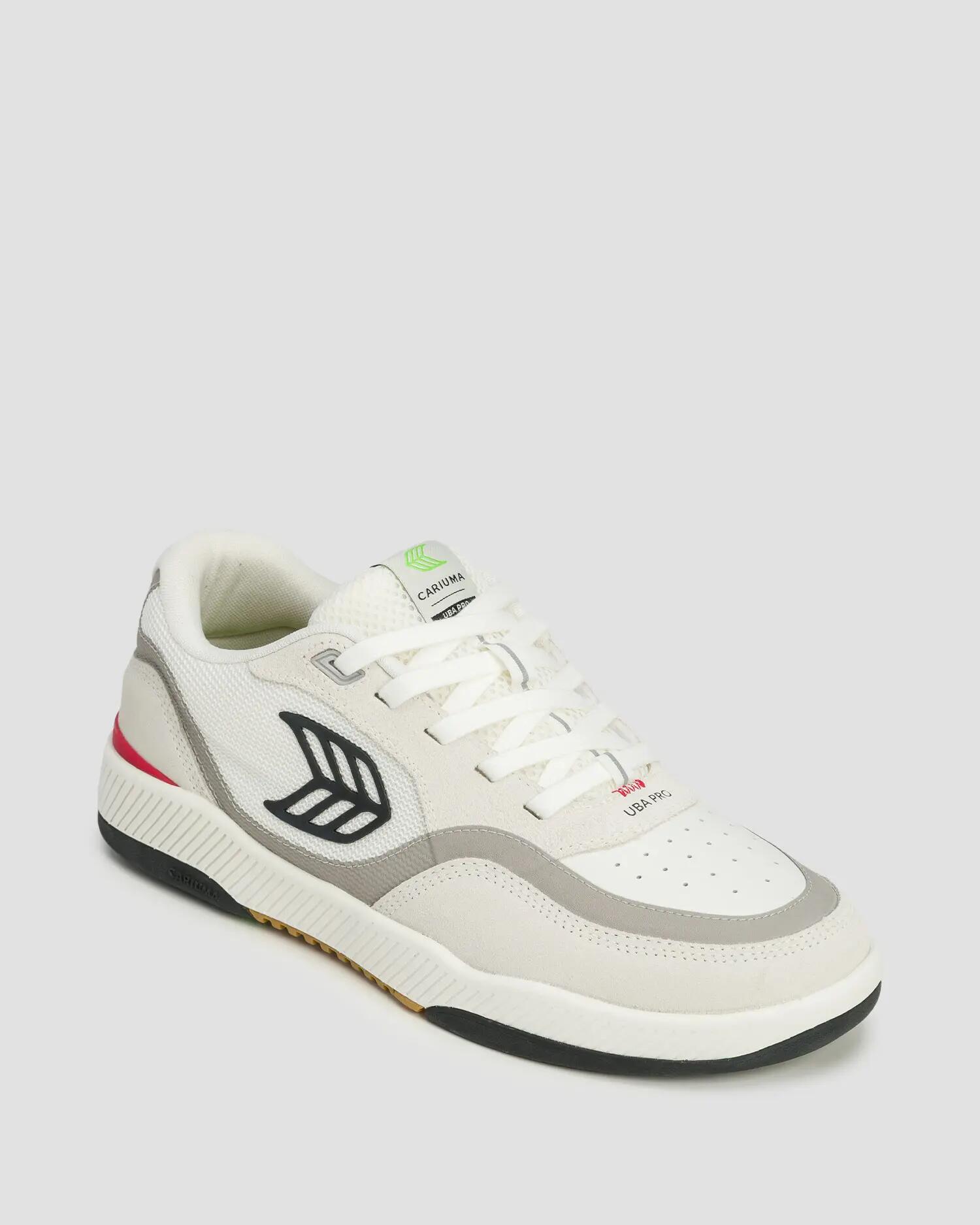 Buty Cariuma Uba Pro Smoke White Suede Off-White Mesh Black Logo Red 2/6