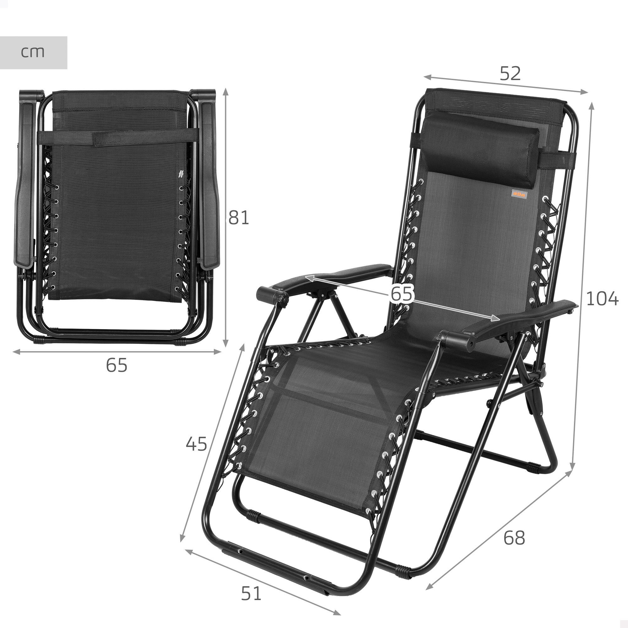 Bain de soleil pliant Aktive 52x68x104 cm max. 110 kg couleur noir 4/7