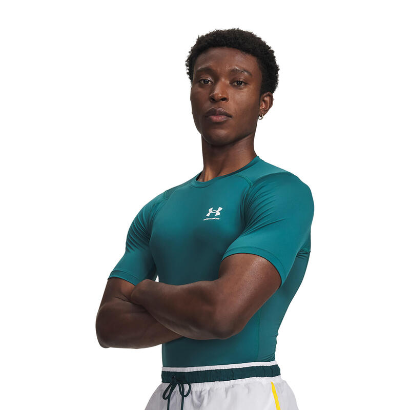 Tricou de antrenament pentru bărbați Under Armour HG Armour Comp verde rack/ alb