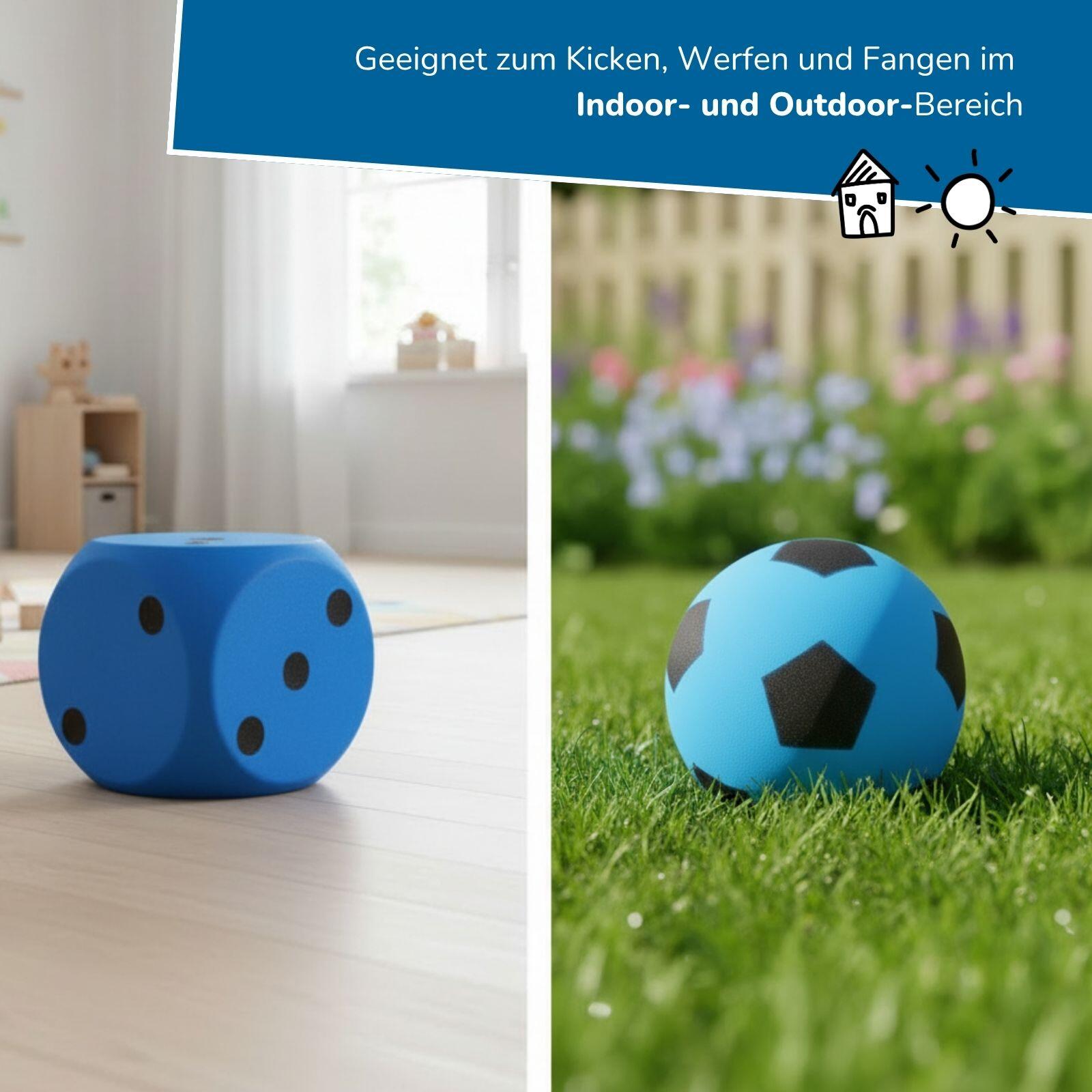 Schaumstoffball & XXL-Würfel im Set, blau, sicherer Spielspaß drinnen & draußen 4/7