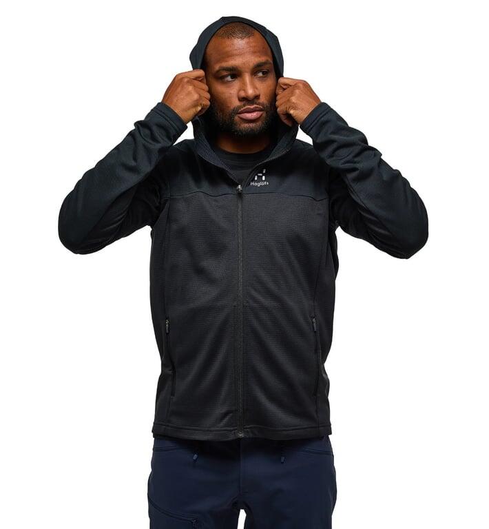 HAGLOFS Bluza męska Lark Mid Hood Men true black-M 3/7
