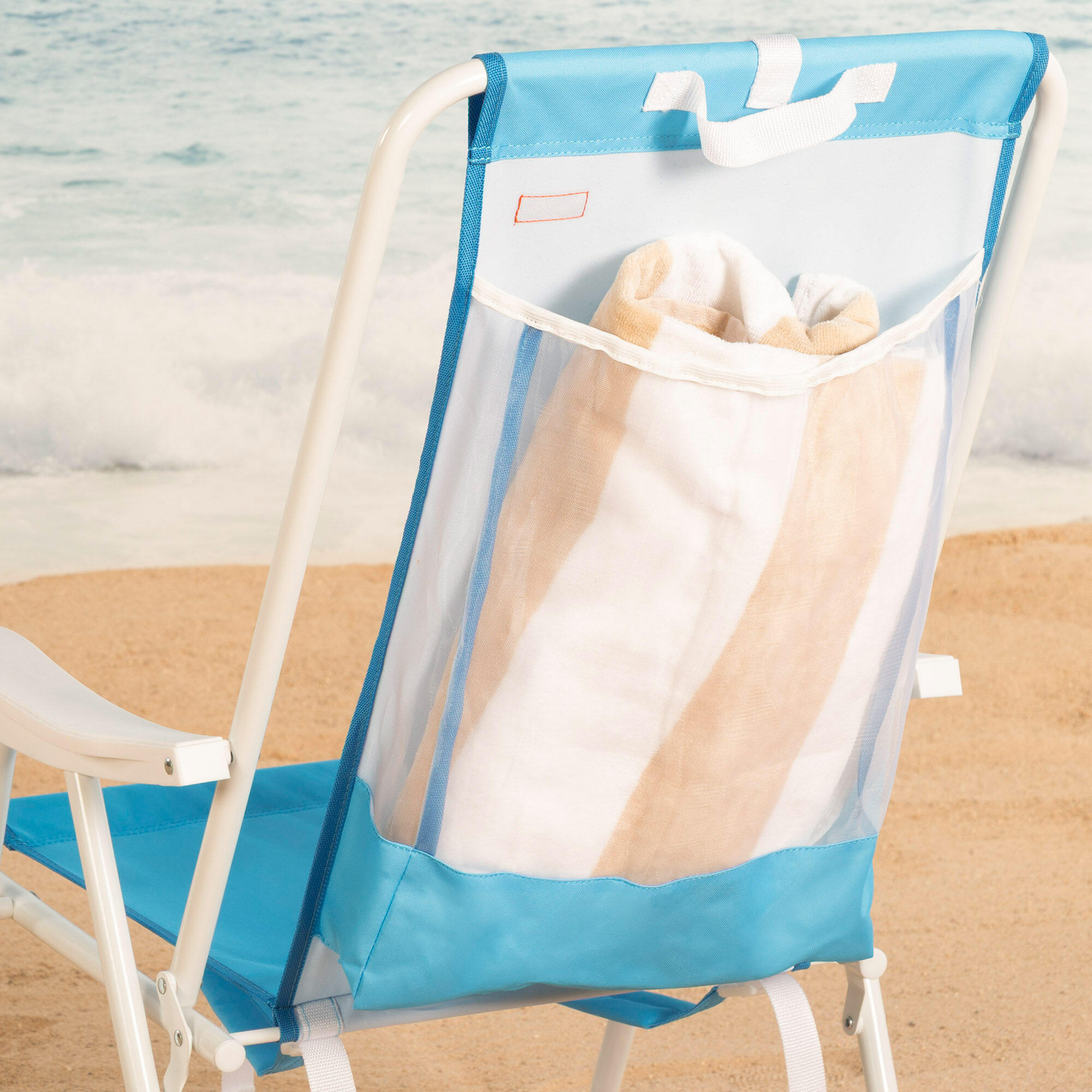 Aktive Beach Mochila dobrável para cadeira de praia azul com bolso 44x40x81 cm 5/7