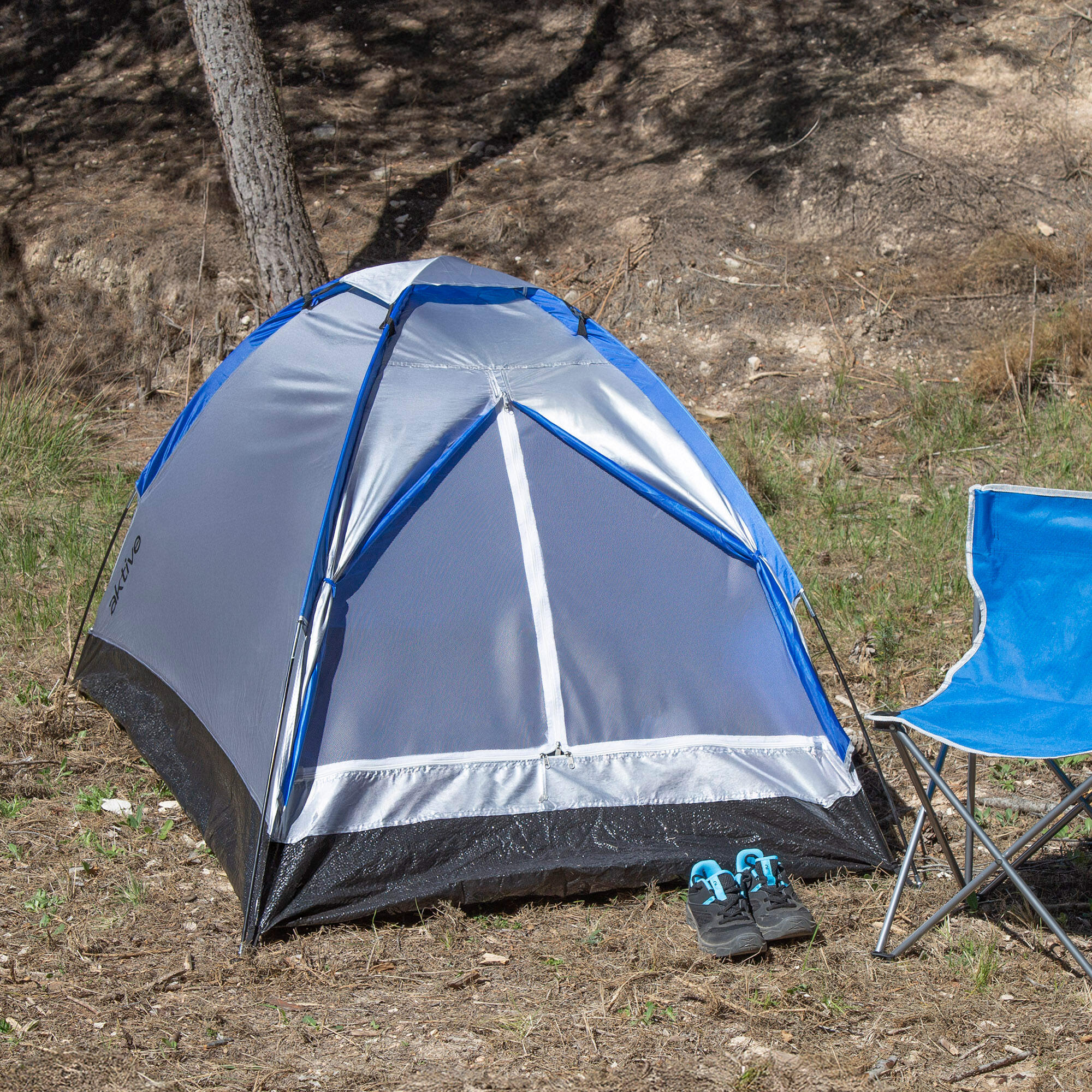 Aktive Tenda cinza e azul para 2 pessoas, 120x200x100 cm 3/7