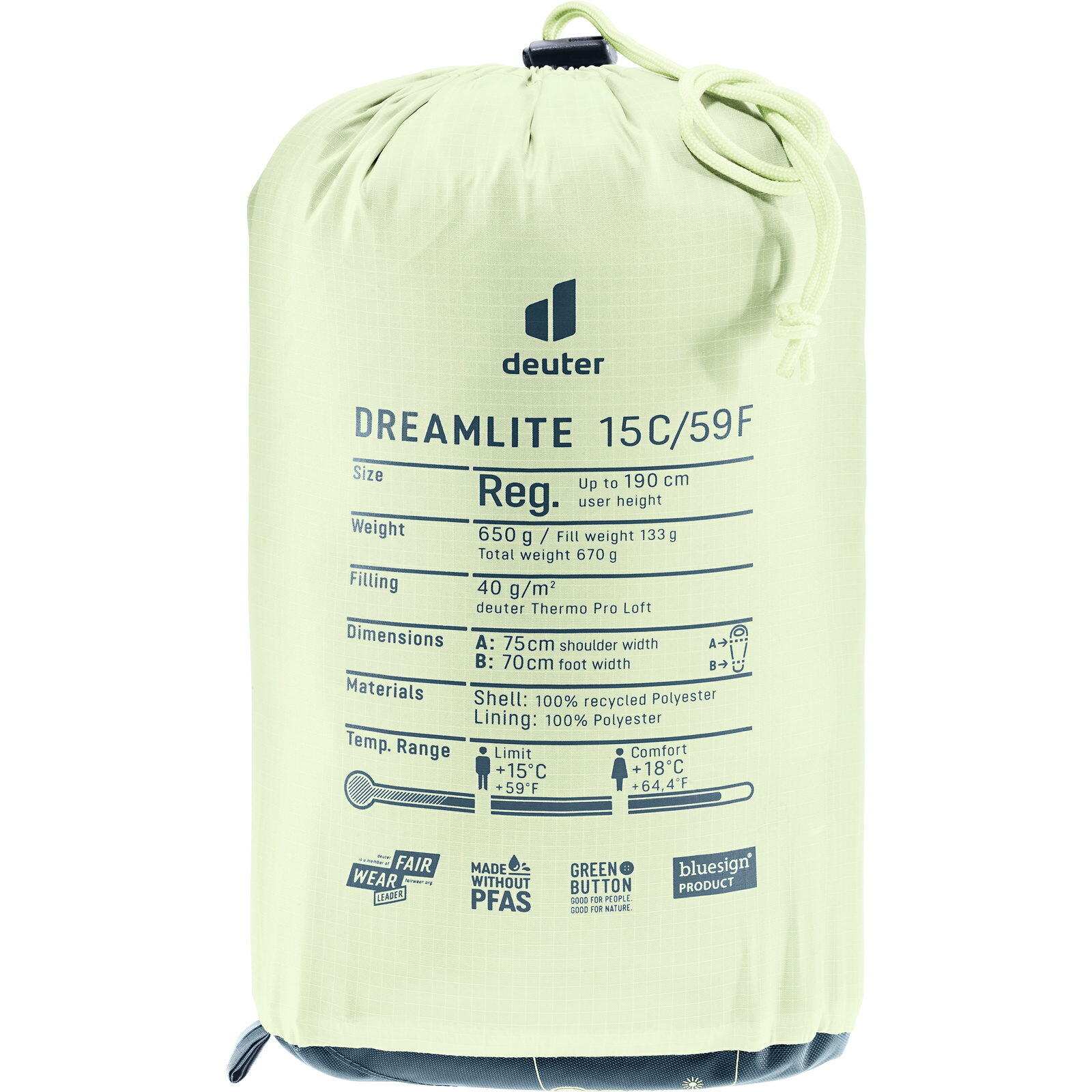 Kunstfaserschlafsack Dreamlite 15C/59F nautic-breeze 4/5