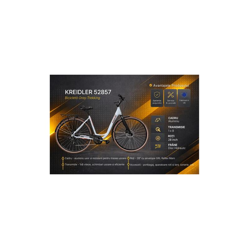 Bicicleta Trekking Kreidler 52857 - 28 inch, M, Gri