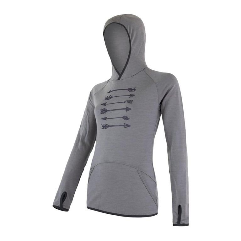 SENSOR Bluza damska MERINO UPPER FLEECE HOODED-M-Czarny 2/6