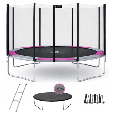 Trampoline rond Ø360cm avec filet, échelle, bâche et kit ancrage - RALLI 360