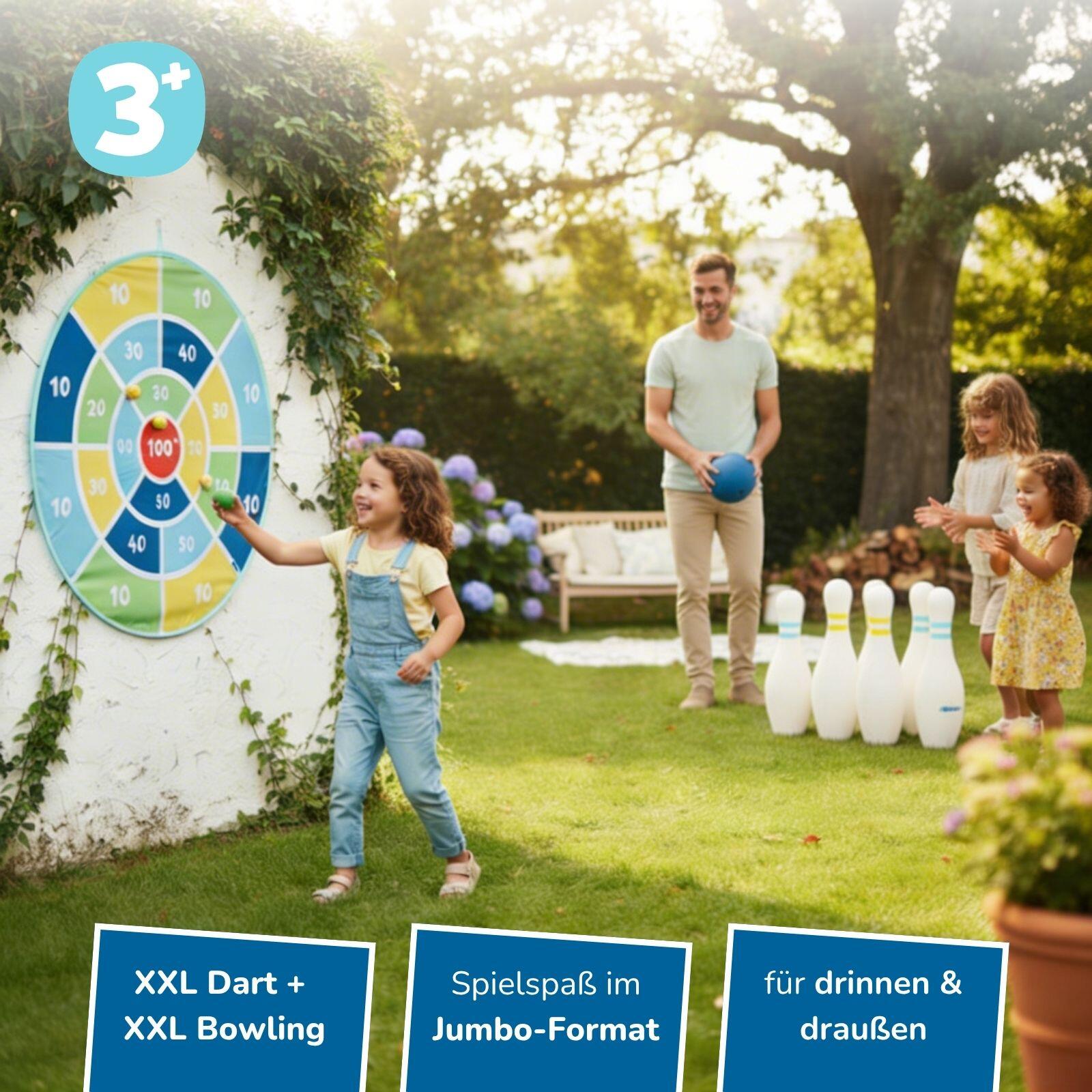 2 in 1: XXL Dartscheibe & XXL Bowling, für Kinder & Familie, drinnen & draußen 2/7