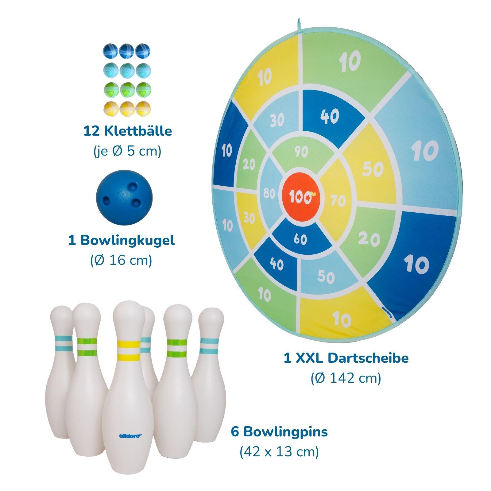 2 in 1: XXL Dartscheibe & XXL Bowling, für Kinder & Familie, drinnen & draußen 7/7
