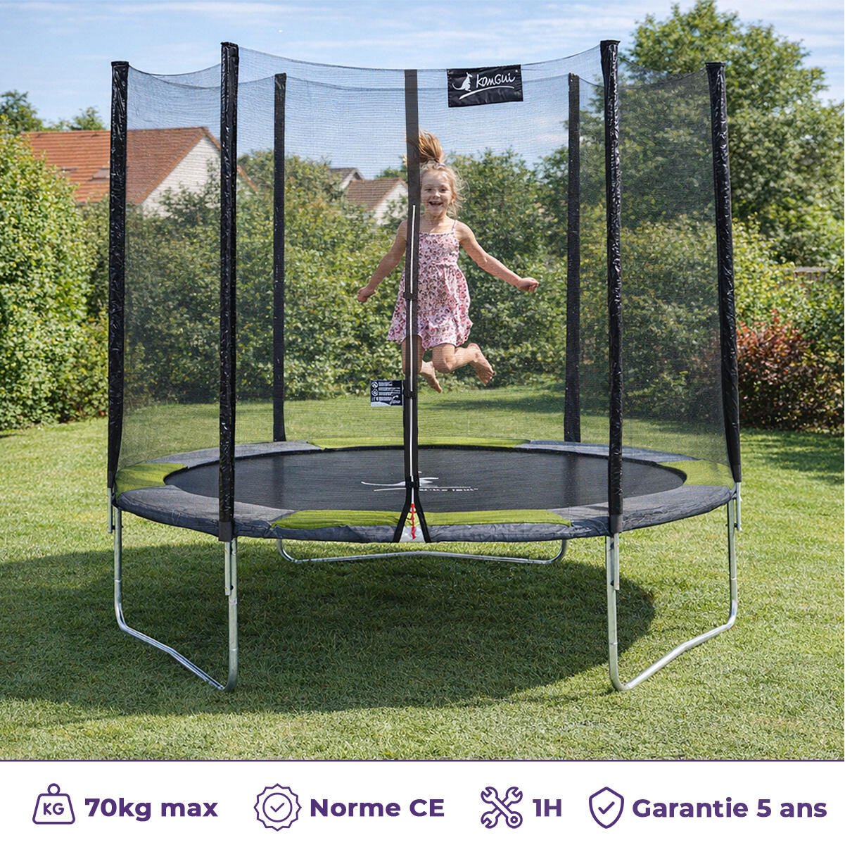 Trampoline RALLI Ø 250 échelle bâche ancrage vert gris – Garantie 5 ans 2/7