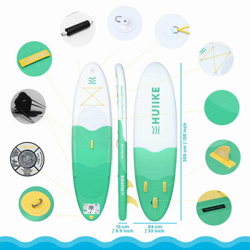 Nafukovací Paddleboard 10’ s Příslušenstvím v Balení, do 130 kg, Zelený