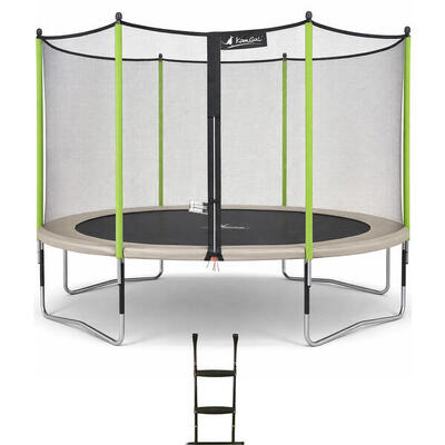 Trampolino da giardino Ø 430cm + rete + scaletta - JUMPI 430 – Tortora/Verde