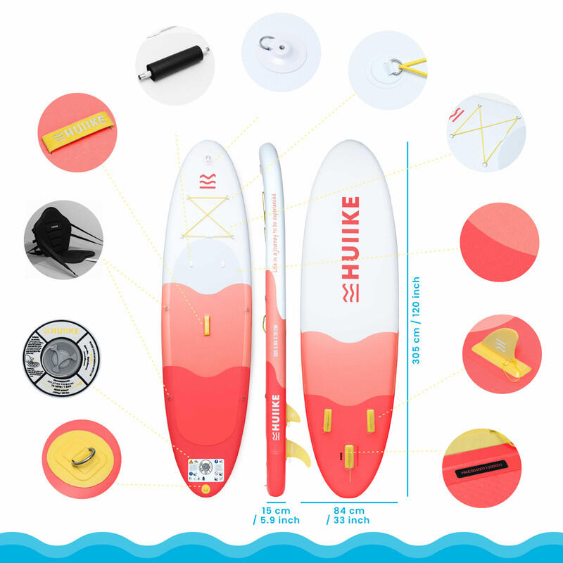 Tavola Sup Gonfiabile Adulti 10’ con Accessori Inclusi, fino a 130 kg, Rossa 2/7