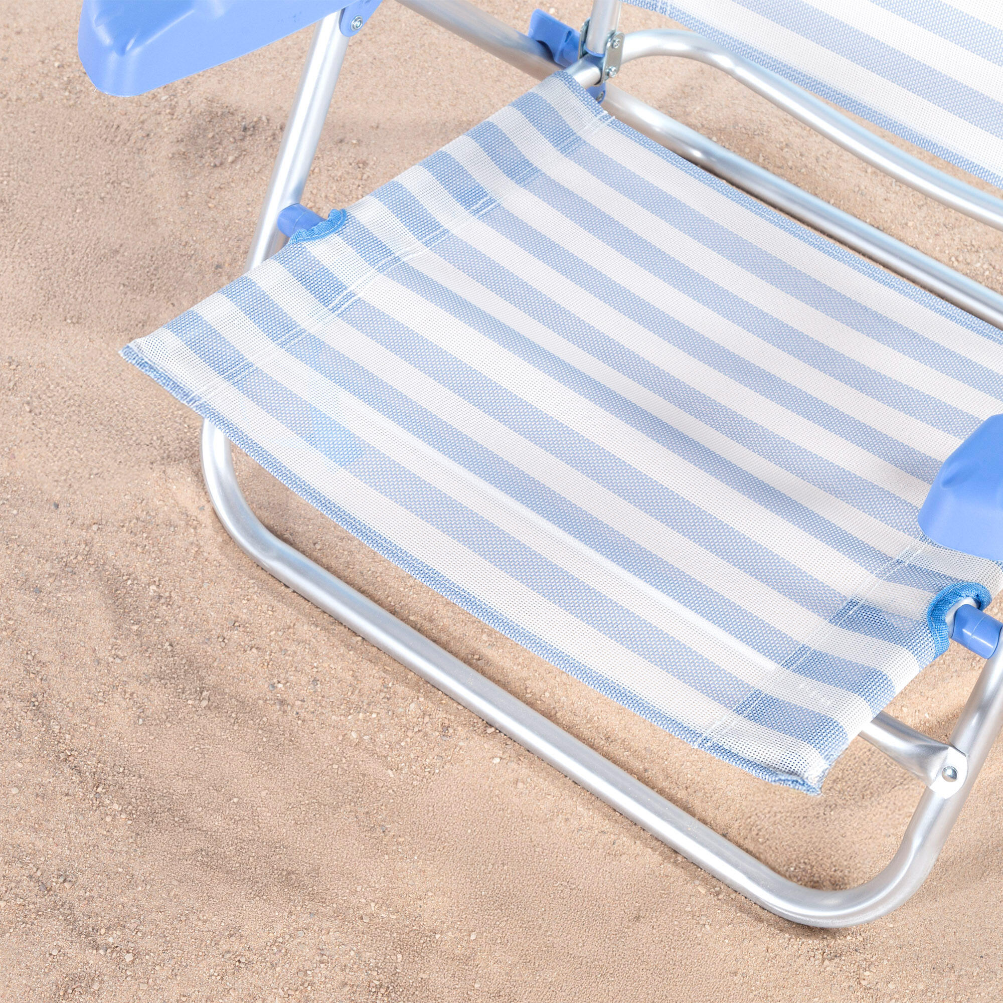 Chaise de plage pliante en aluminium et textilène, avec coussin rembourré 5/7