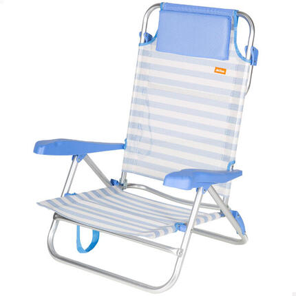 Silla de playa plegable de aluminio y textileno, con cojín acolchado