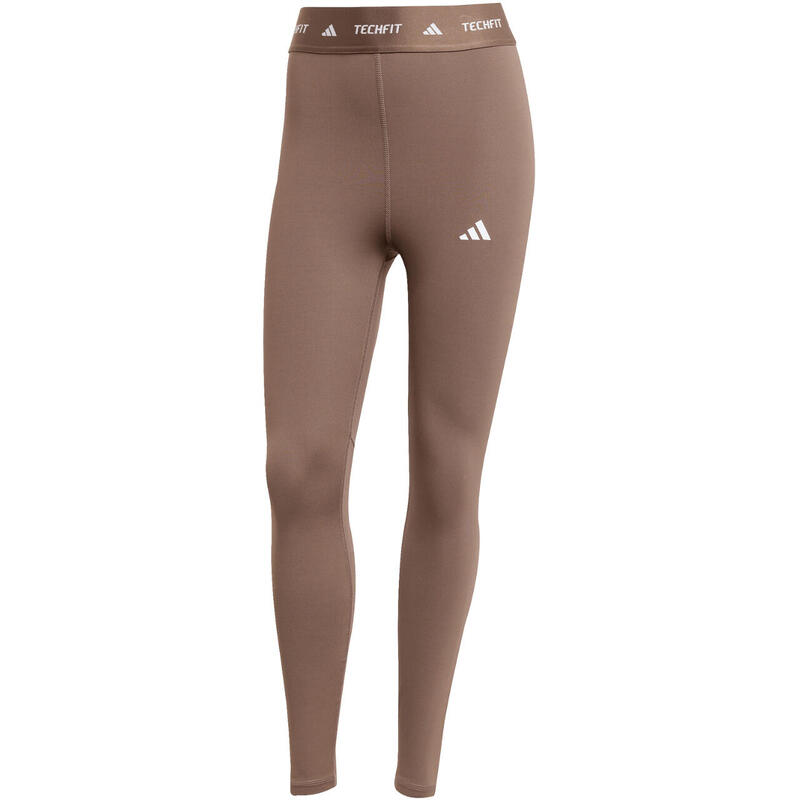 Colanți femei ADIDAS Techfit 7/8, maro, talie înaltă, Aeroready, compresie
