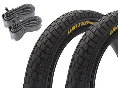 Bmx band set khe united 16 inch x 2,125 inch zwart + binnenband av