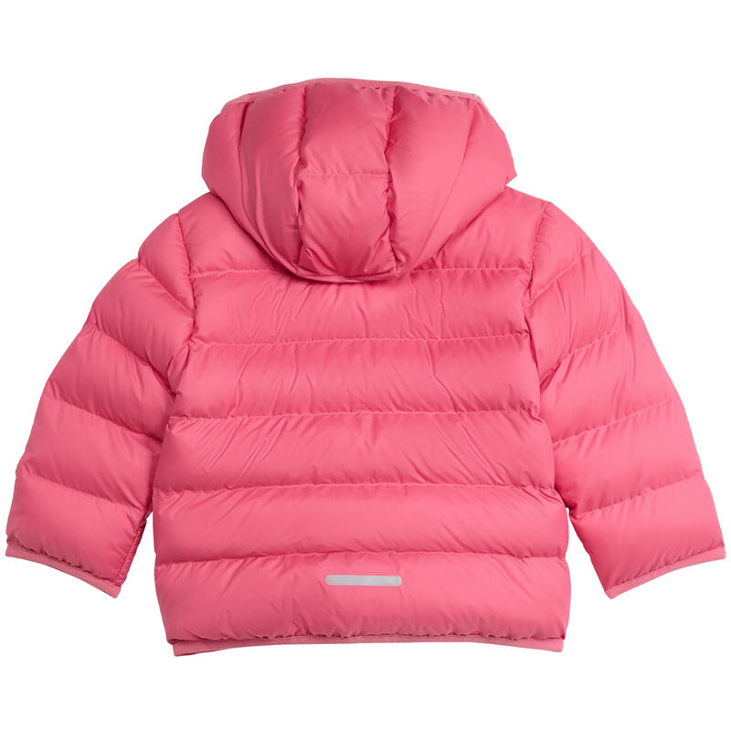 Jachetă copii adidas I SD JKT - pufă, glugă, 100% poliester reciclat, roz