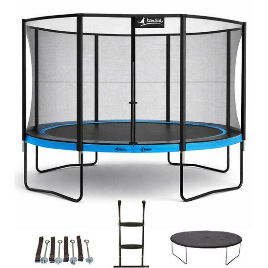 Trampolino da 360cm di diametro + scaletta + telo di copertura + kit ancoraggio