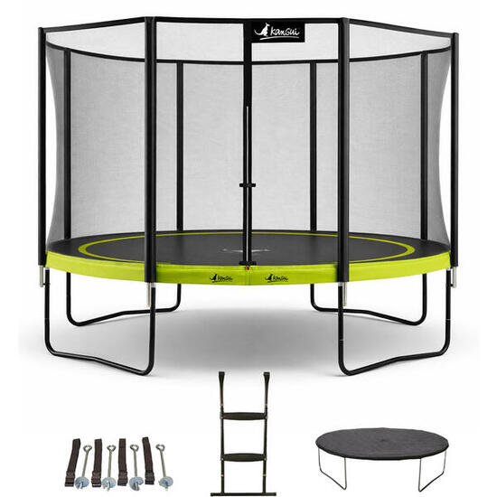 Trampolino da 360cm di diametro + scaletta + telo di copertura + kit ancoraggio