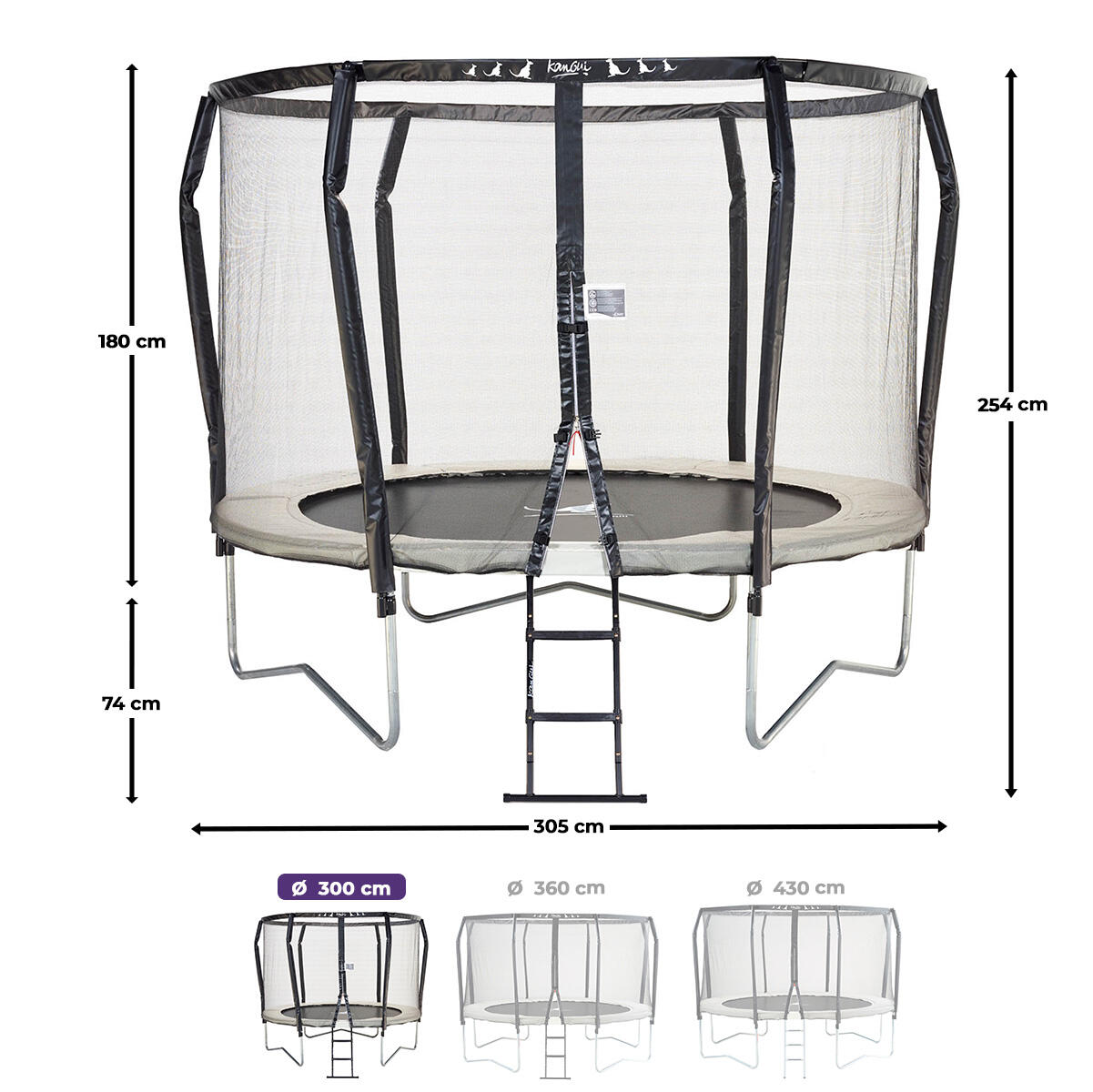 Trampoline Premium Ø 300 cm avec filet de sécurité + échelle - Famili 300 3/7
