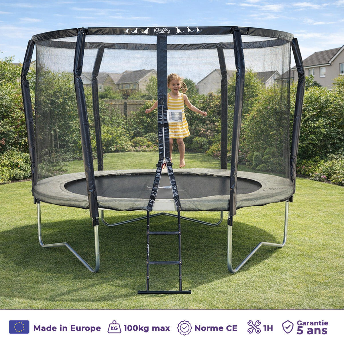 Trampoline Premium Ø 300 cm avec filet de sécurité + échelle - Famili 300 2/7