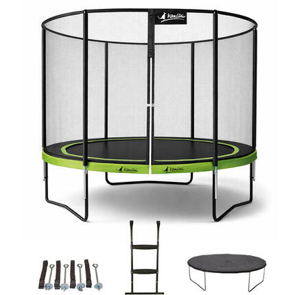 Trampolin Ø 300cm + Leiter + Abdeckung + Verankerungsset - PUNCHI 300 Grün