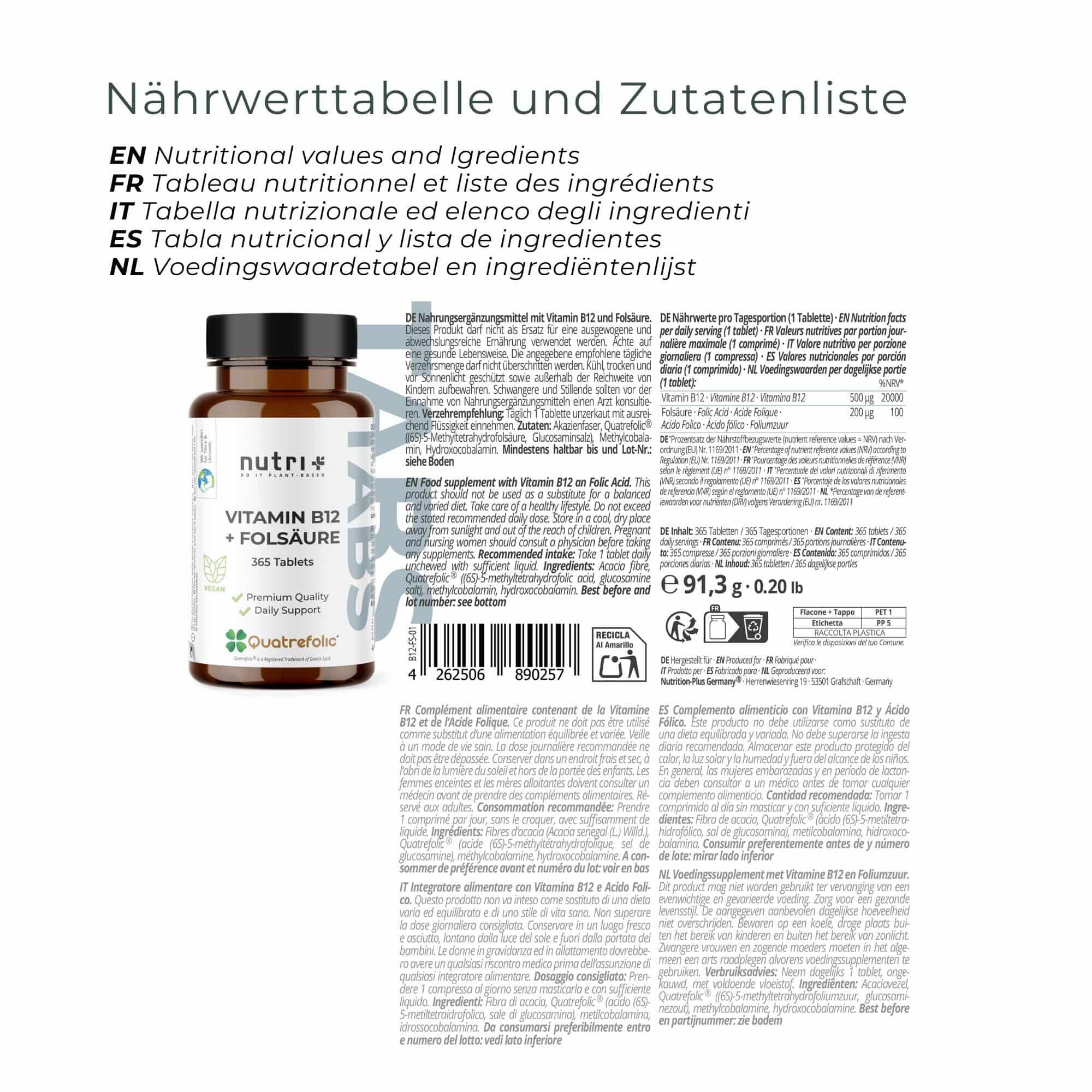 Vitamin B12 + Folsäure - 365 Tabletten 2/6