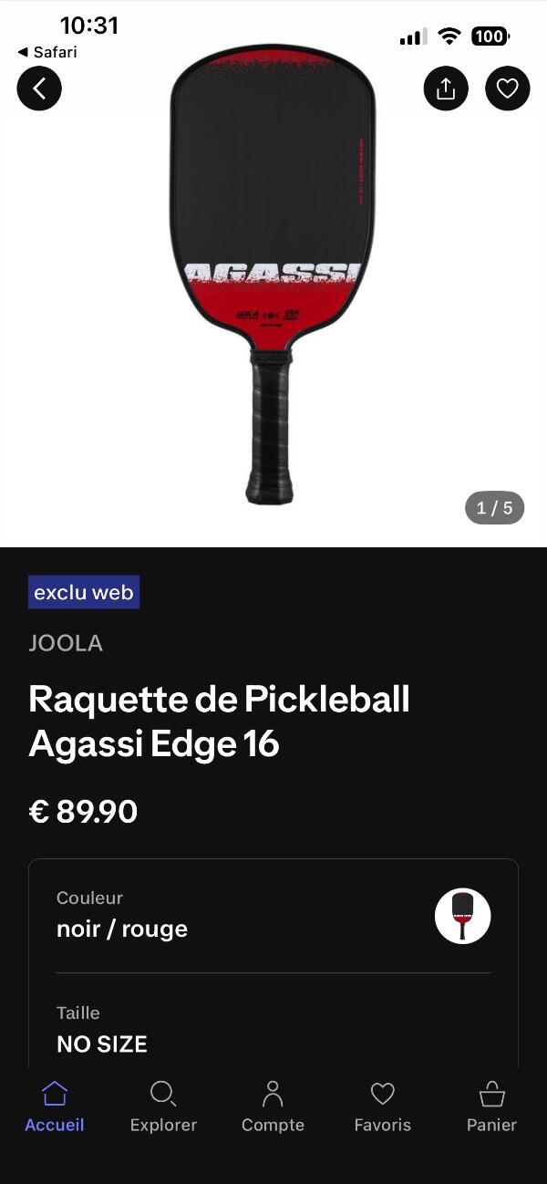 Pickleball Racket - Joola Agassi 16mm 3/4