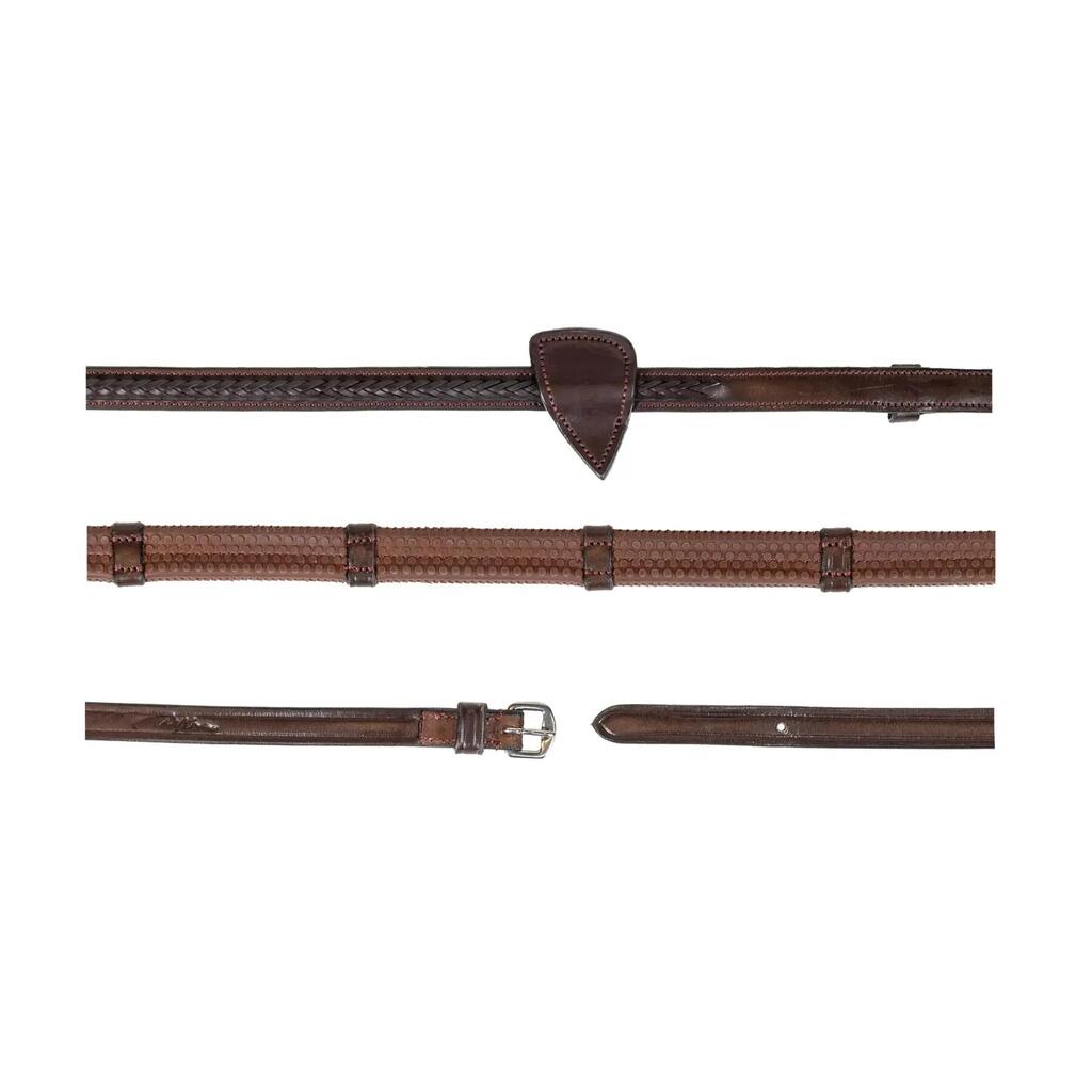 Rubber horse reins with 7 stoppers and braided finish Dy'on 1/2