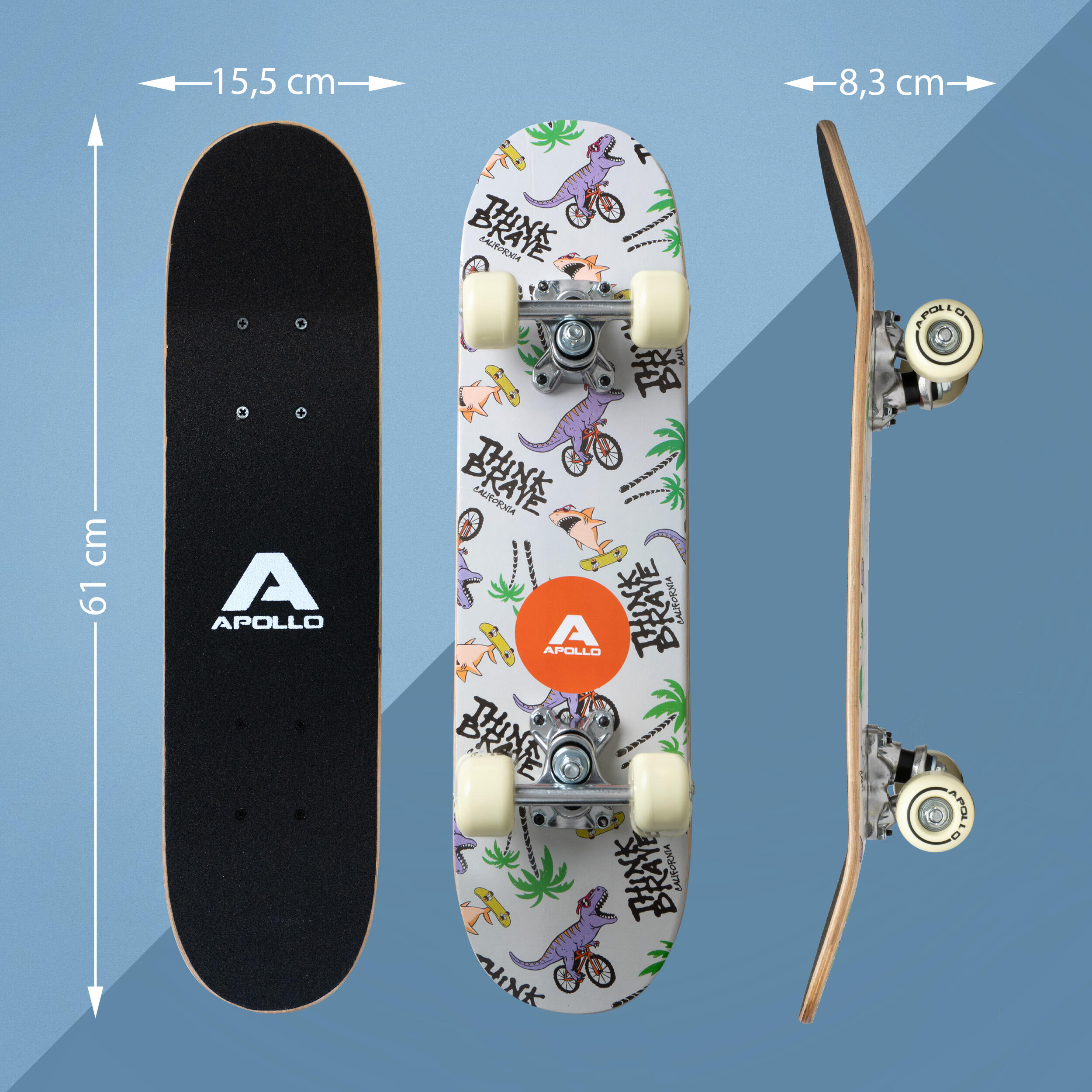 Skateboard infantil Apollo 61cm - tabla completa para principiantes 5/7
