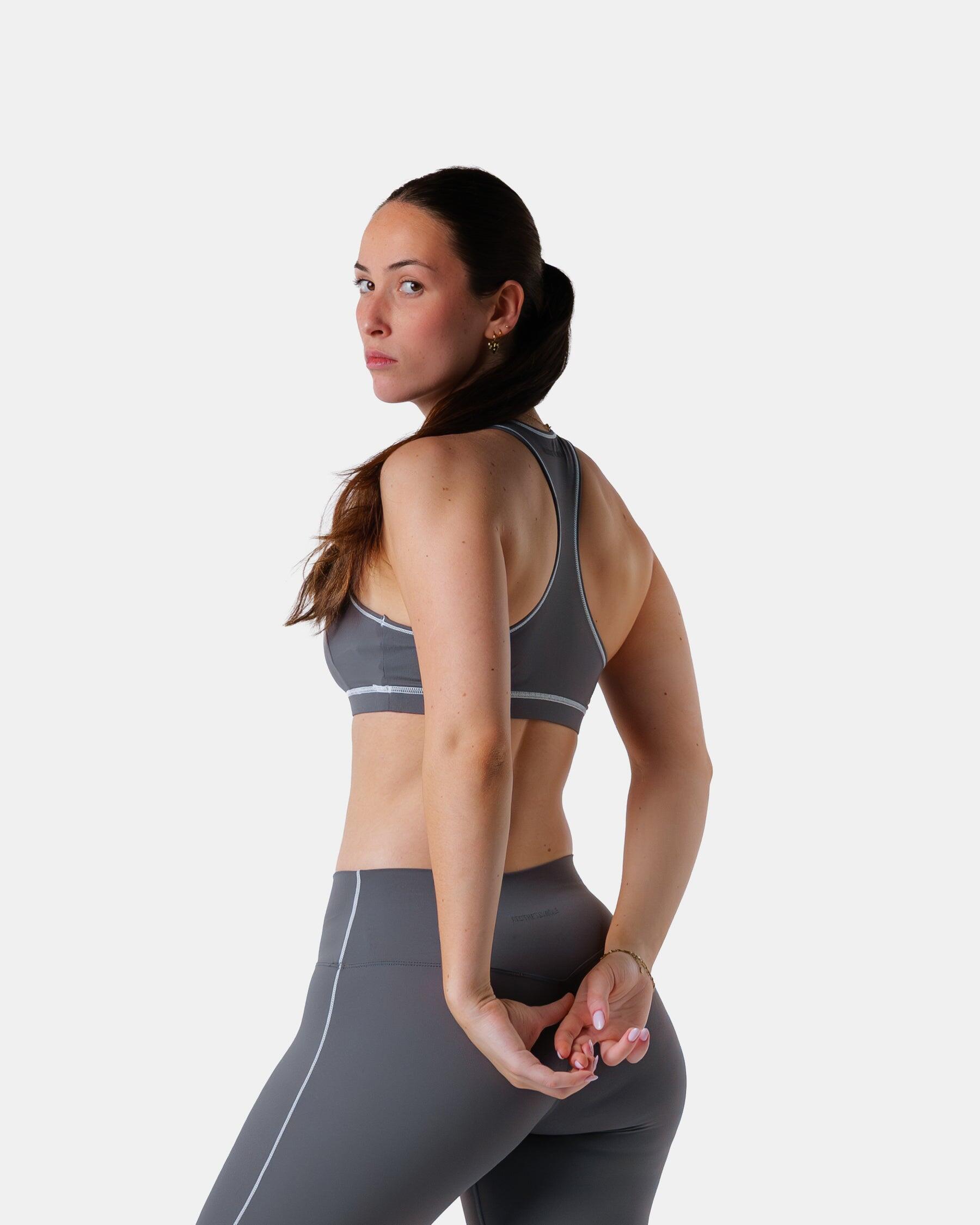Dames racerback sportbeha voor gym en hardlopen – grijs 3/6