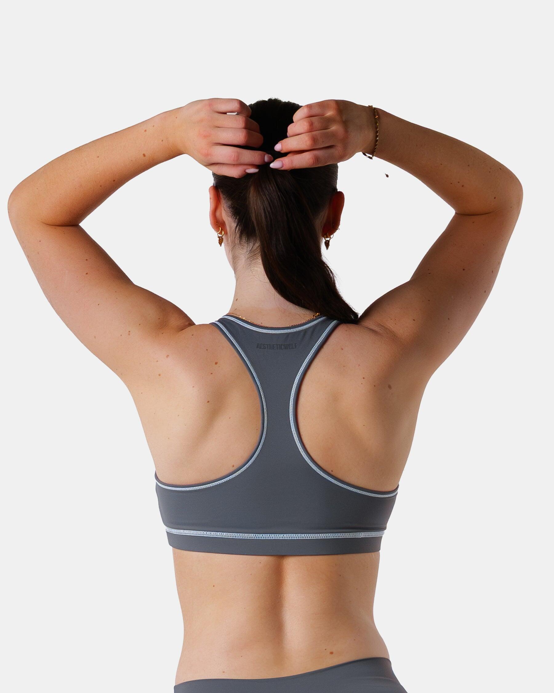 Dames racerback sportbeha voor gym en hardlopen – grijs 5/6