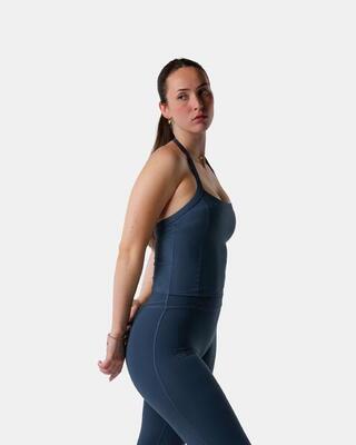 Reggiseno halter donna schiena aperta per pilates e yoga – blu notte