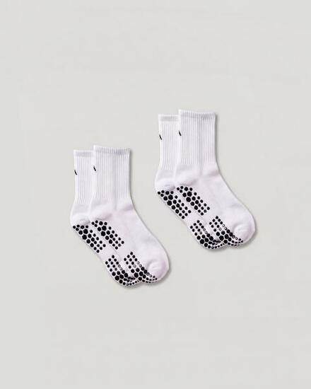 Premium Antirutsch Grip-Socken – Weiße Pilates-Socken – 2er-Pack