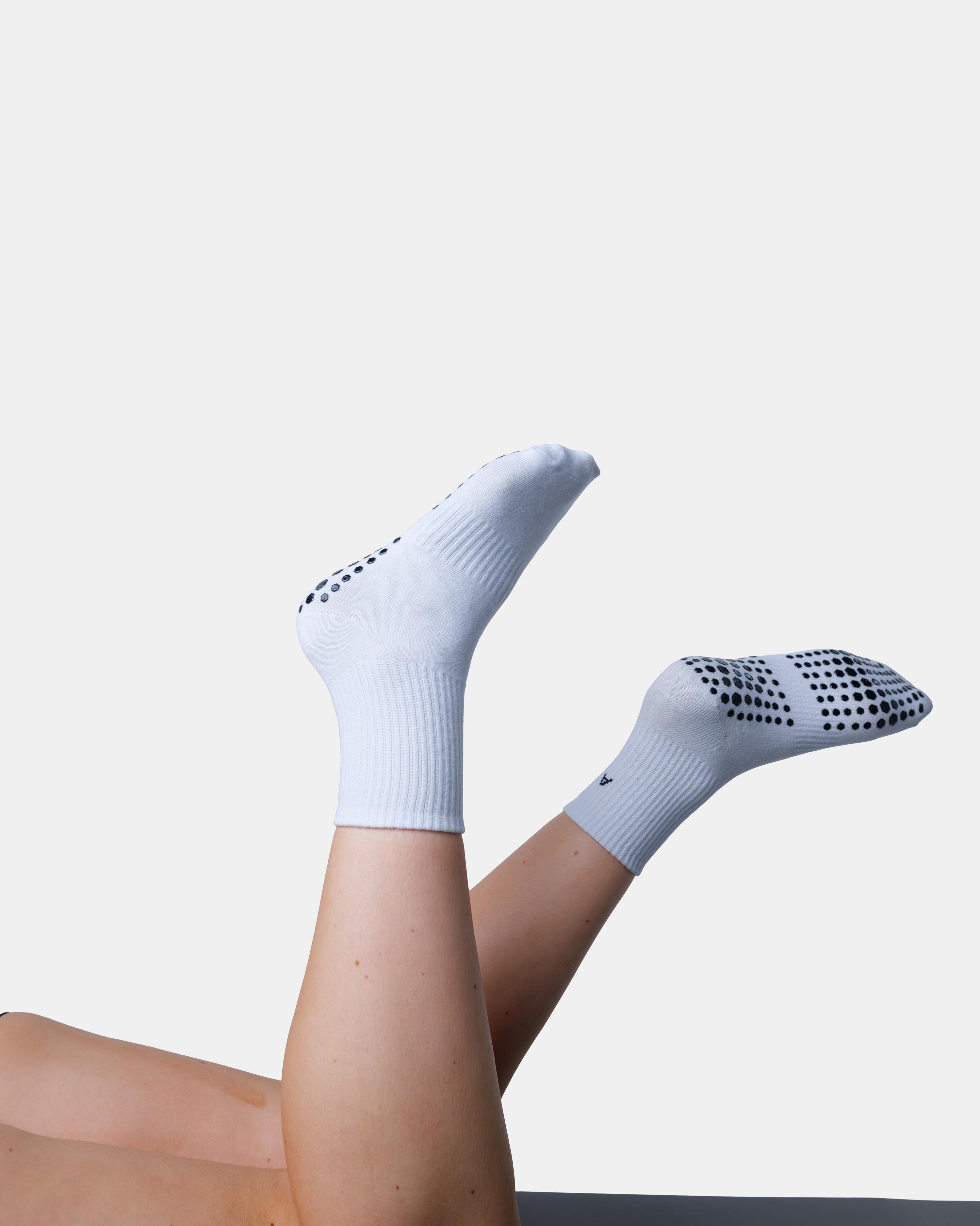 Chaussettes antidérapantes premium – chaussettes blanches pilates – lot de 2 4/4