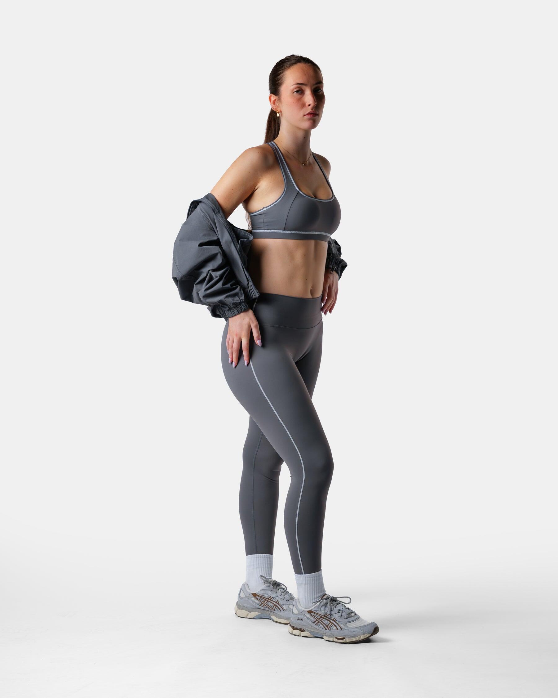Dames hoge taille legging voor gym en hardlopen – grijs 4/5