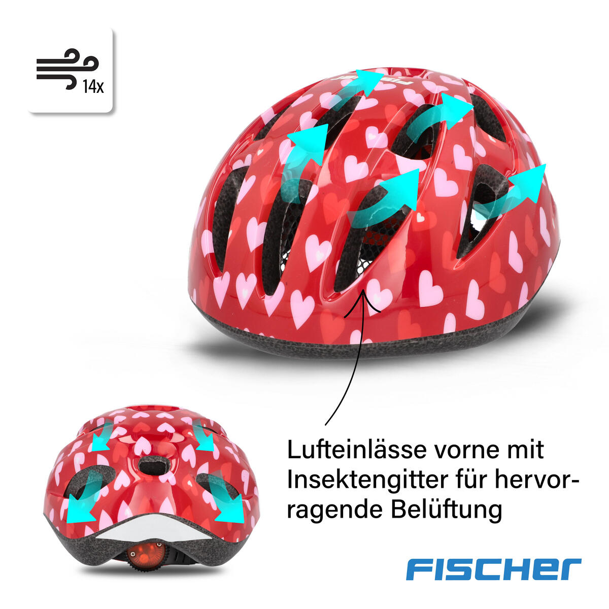 FISCHER Fahrradhelm Kinder Herz - Größe XS/S 48-54 cm 5/7