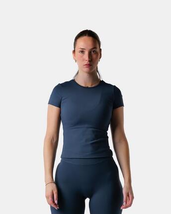 T-shirt crop ajusté femme pour yoga et pilates – bleu nuit