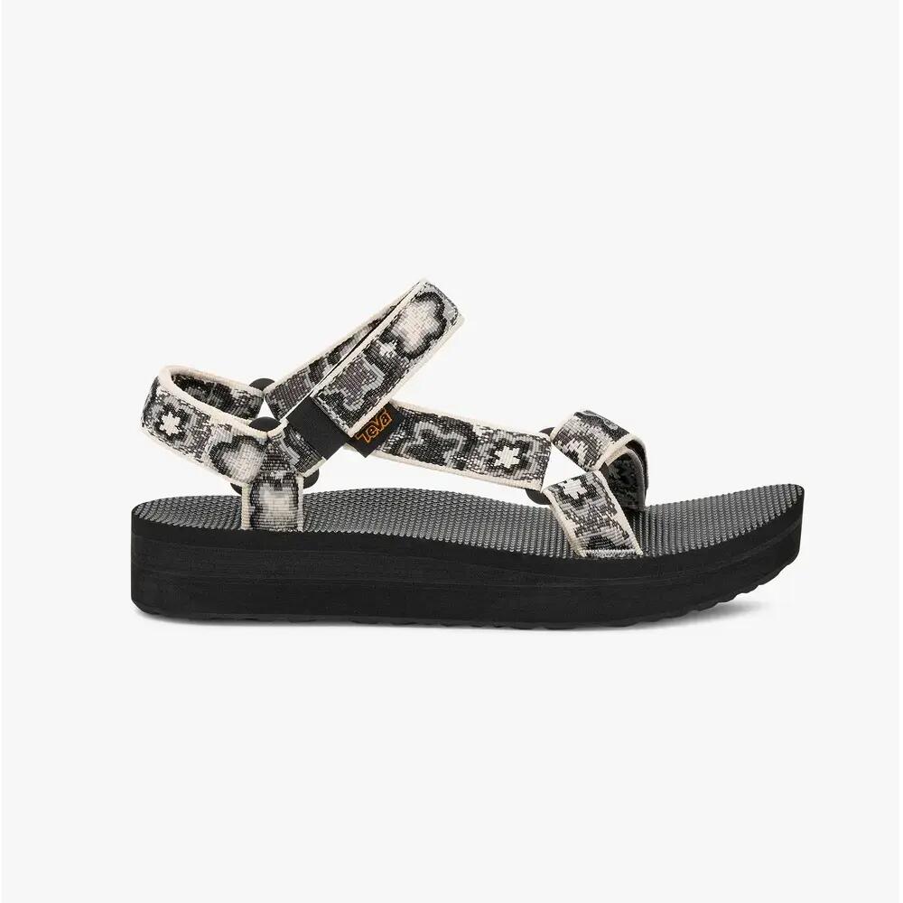 Womens Sandals Poolside Touch Fasten Neon Floral Midform Universal