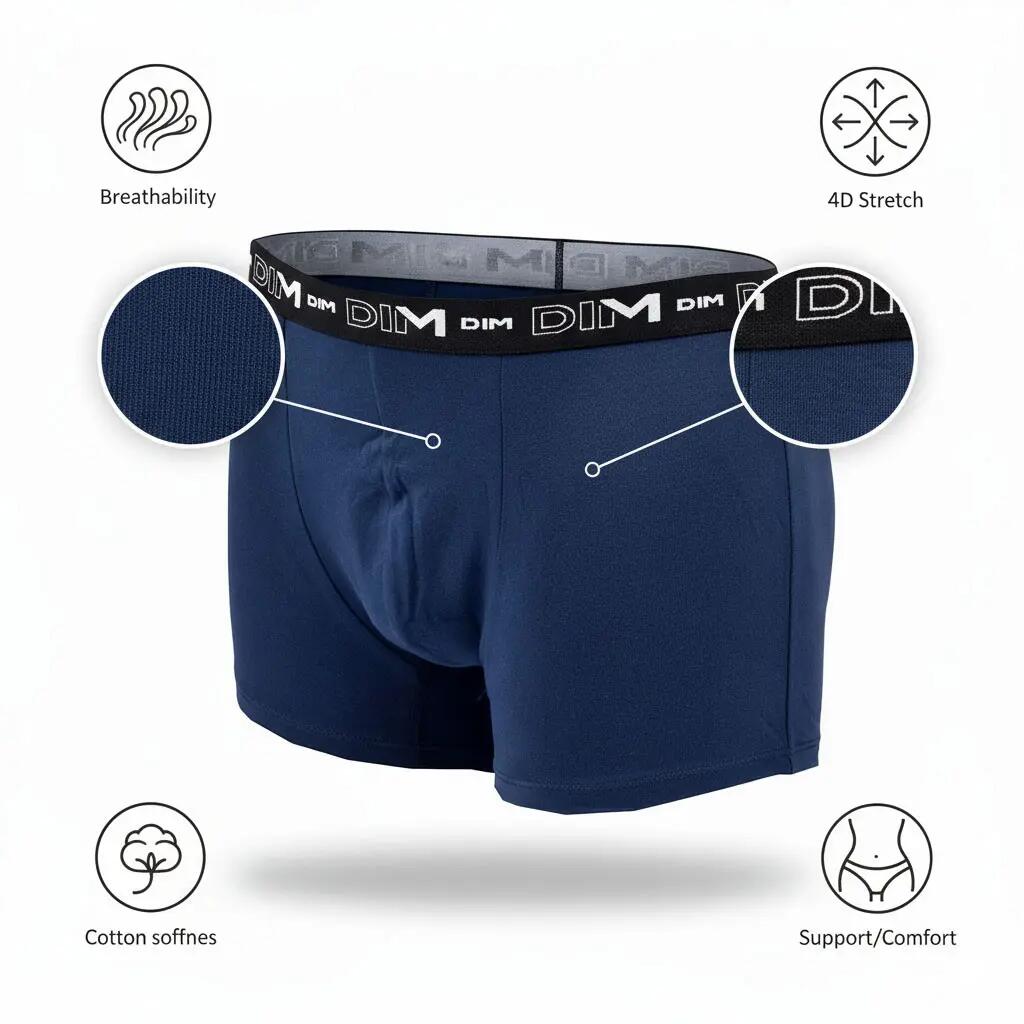 Lot de 3 boxers DIM en coton stretch 5/7