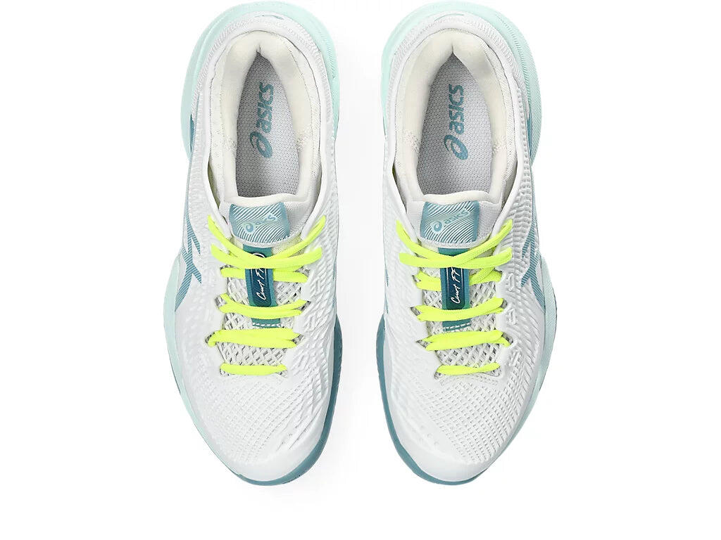 Chaussures Femme Asics Court Ff 3 Clay 1042a221 102 Blanc Et Bleu 5/5