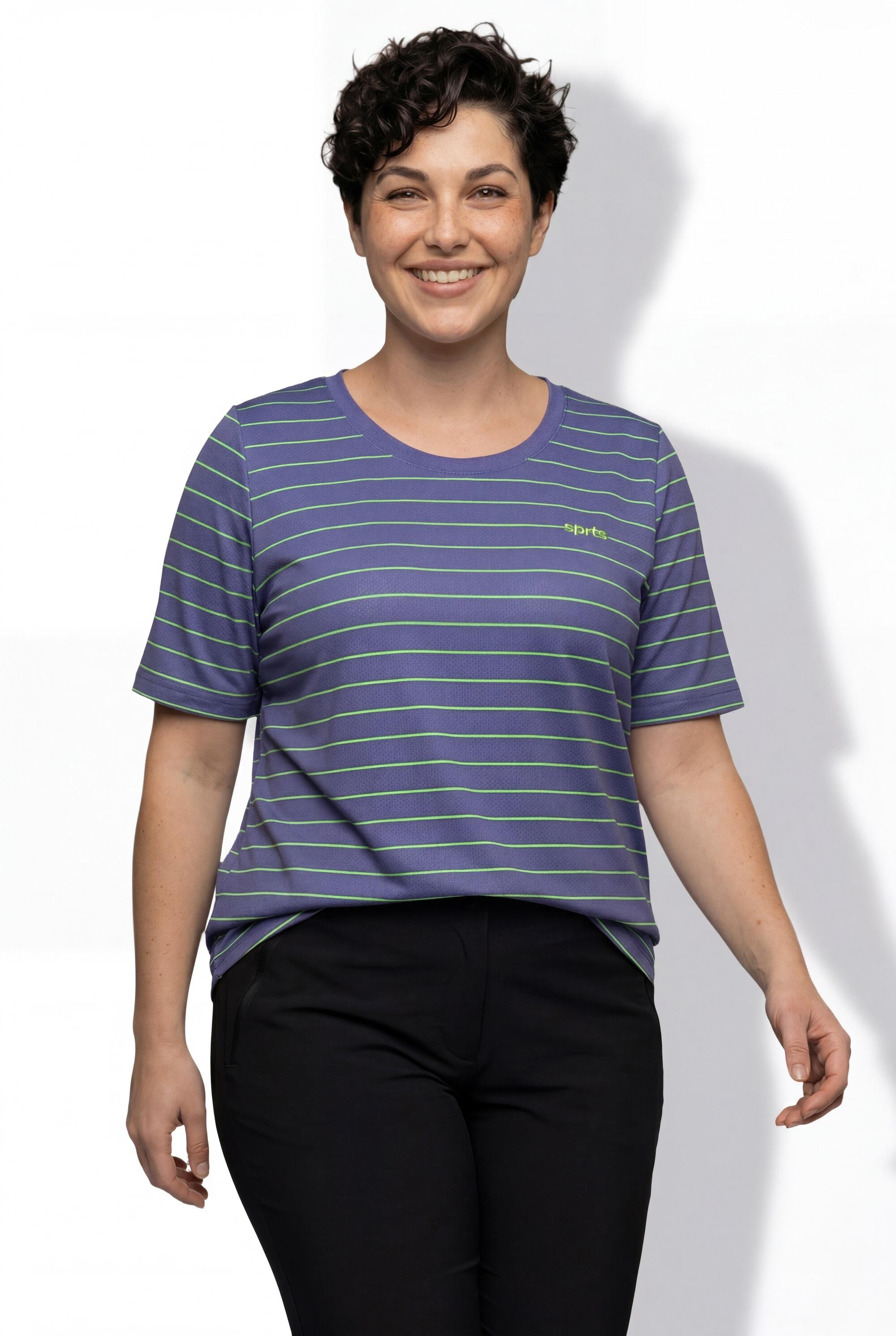Femme T-shirt technique rayé col rond et manches courtes découpe 2/7